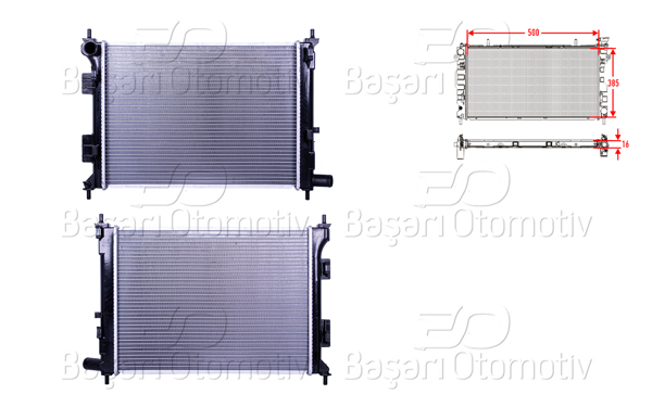 WISCO 3113604-00 | Su Radyatörü Brazing Mt 500X385x16 mm Hyundai i20 (Pbt) 1.2I 16V M-T Ac 12-14