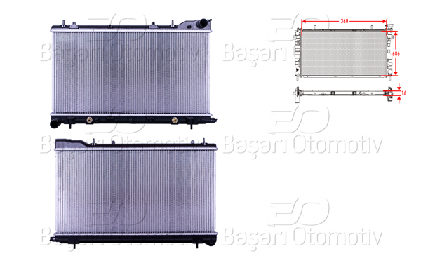WISCO 3113759-00 | Su Radyatörü Brazing Mt-At 360X686x16 Subaru Forester 2.0 02 > / Kapaksız