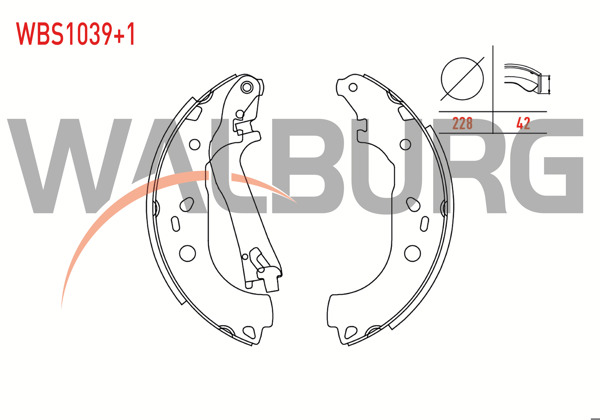 WALBURG WBS1039+1 | Fren Pabuç Balata Arka + 1mm Daha Kalın Fiat Doblo (119,223) 1.3 Mjt Levyelı 228X42 mm 2001-2010 / Doblo 1.6 Mjt 2001-2010 / Combo D 1.6 CDTI 2012 -