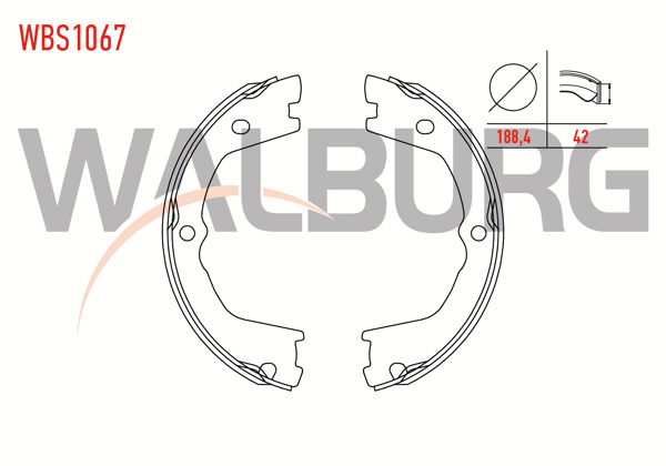 WALBURG WBS1067 | Fren Pabuç Balata Arka Iveco Daily IV (65C15) 2.3İ 4X4 188,4X42 mm 2006-2011