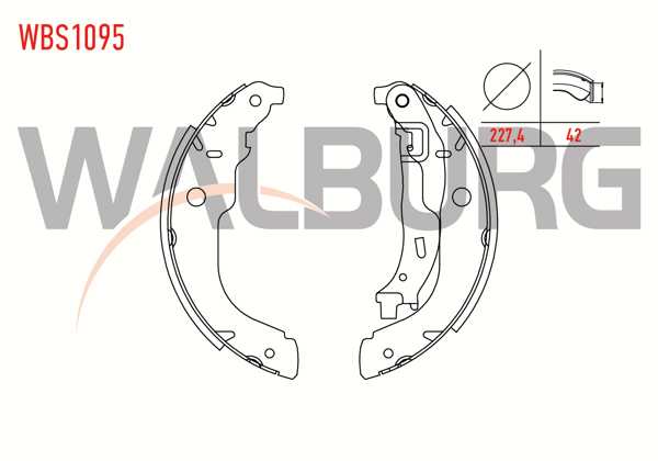 WALBURG WBS1095 | Fren Pabuç Balata Arka Peugeot 207 1.4-1.6 HDI Levyelı 227,4X42 mm 2006-2012 / C3 II 1.4-1.6 HDI 2009-2016 / C3 II 1.4 2009-2016 / C3 II 1.6 VTI 2009-2016 / Ds3 1.6 Thp 2009-2013 / Ds3 1.6 Ehdı 2009-2013