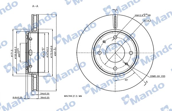 MANDO MBC035141 | Ön Fren Aynası Havalı Carisma 00 > 06 Volvo S40 00 > 281X4