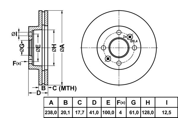MGA 50500 | Fren Diski Ön Küçük Havalı Kanallı Clio II Kangoo II Logan R19 R21 Manager Symbol Thalia | 2 Adet