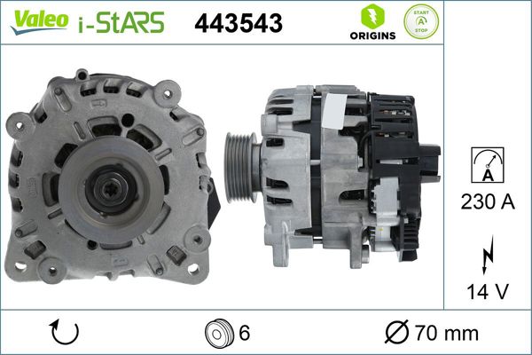 VALEO 443543 | Mars Alternatoru 14V 230A Audi