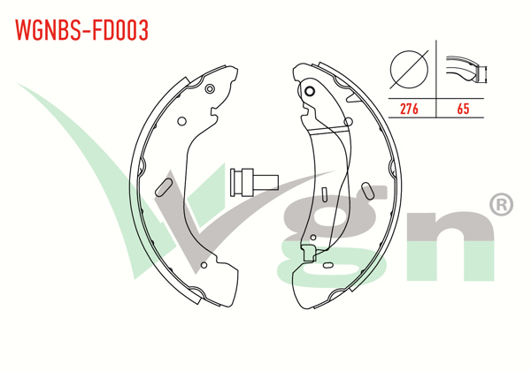 WGN WGNBS-FD003 | Fren Pabuç Balata Arka Ford Transit (Fa_ _) 2.0 Dı V184 16 Jant Arkadan Itıslı Levyelı 276X65 mm 2000-2006 / Transit 2.0 TDCI 2000-2006 / Transit 2.3 16V 2000-2006 / Transit 2.4 Dı 2000-2006