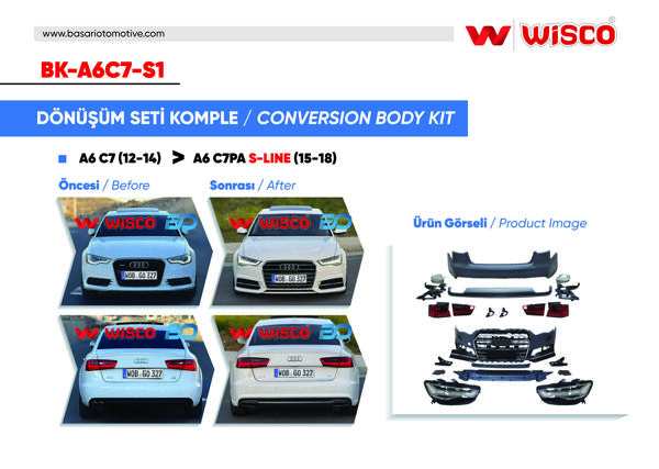 WISCO BK-A6C7-S1 | Tampon Seti Komple (On-Arka) Far Ve Stoplu Audi A6 C7pa 15-18 (12-14 Arası A6 Sedan İçin Uyumludur)