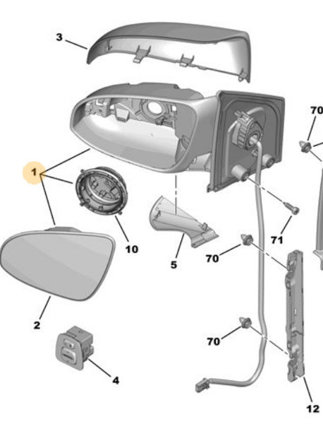 ART M012.2302 | Dış Ayna Sol 14-C1-Aygo + El + Is + As (0122302)