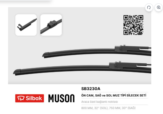 SİLBAK SB3230A | Ön Silecek Süpürgesi (800-750 mm) Citroen C4 Picasso / Grand Picasso [B58] 10/06>06/08 (Takım)