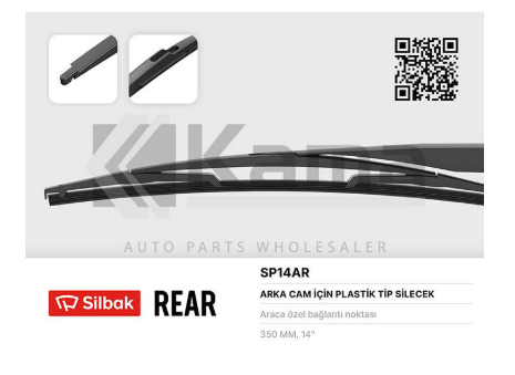 SİLBAK SP14AR | Silecek Süpürgesi Arka 350 mm Berlingo/C3/C8/Jumpy/Scudo/Stilo/Logan MCV