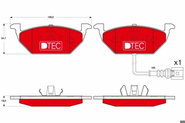 TRW GDB1658DTE | Ön Fren Balatası-Kablolu-(VW Golf 98-06 Polo 02-05 Audi A3 97-03 Seat Leon 00-06 Skoda Octavia 97-11)