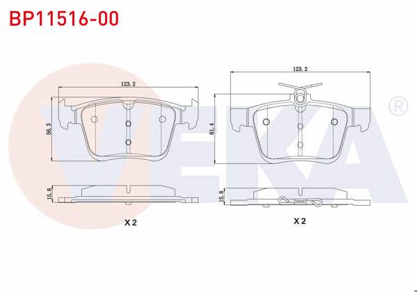 VEKA BP11516-00 | Fren Balata Arka Golf VII