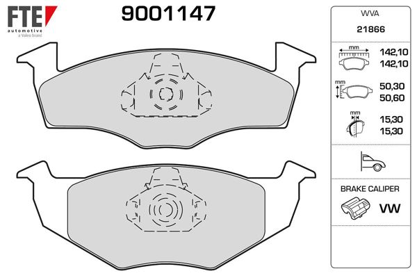 FTE 9001147 | Fren Balatası (15,3 mm) Golf 92 > Ön