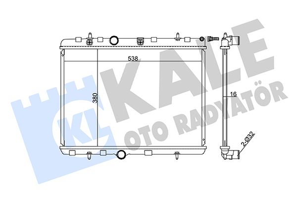 KALE RADYATÖR 350745 | Su Radyatörü Brazing 16mm 301 207 208 307 308 407 3008 5008 C-Elysee C3 C4 1.6 HDI 16V