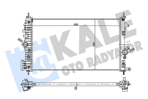 KALE 355645 | Opel İnsignia 1.6 / 2.0 Dizel (B16DTH-B20DTH) Su Radyatörü Otomatik Vites