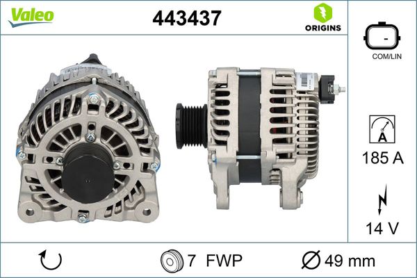 VALEO 443437 | Şarj Dinamosu W447 Vito M622 / 654 14V 185A