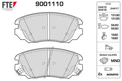 FTE 9001110 | Fren Balatası Ön Insignia A 16 09-17