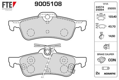 FTE 9005108 | Arka Fren Balatası Honda Civic 2012 > Toyota Yaris 2010 >