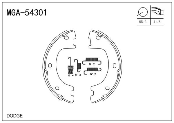 MGA 54301 | El Fren Balatası-Kampana Yaysız 172mm-(VW Crafter 06-16 Mercedes Sprinter 06-16)