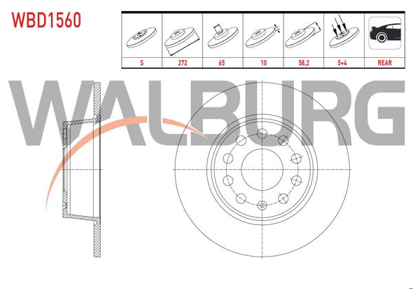 WALBURG WBD1560 | Fren Diski Arka Düz 5 Bjn 272X10x65x58,2 T-Roc (A11) 1.5 TSI 2017-/ Q2 (Gab) 1.0 TFSI-1.4 TFSI-1.6 TDI 2016-/ Ateca (Kh7) 1.4 TSI-1.5 TSI 2016-/ Karoq (Nu7) 1.0 TSI-1.5 TSI-1.6 TDI 2017-| 2 Adet