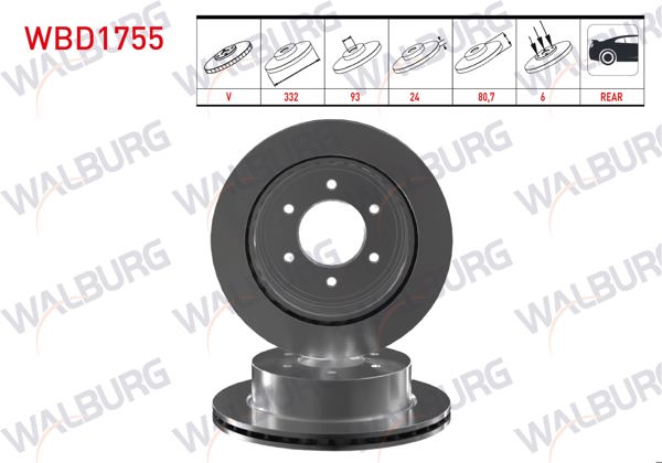 WALBURG WBD1755 | Fren Diski Arka Volkswagen Amarok 2023-| 2 Adet