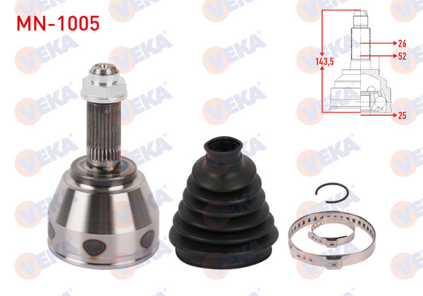 VEKA MN-1005 | Aks Kafası Sol-Sağ On Dıs Uzunluk 143,5mm Mini Cooper Countryman (R60) 1.6 D A-T All4 2011-2016