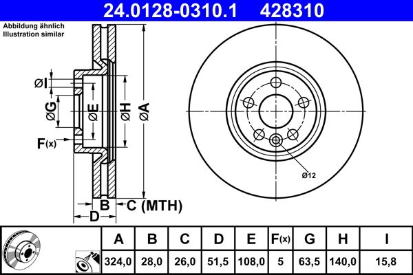 ATE 24.0128-0310.1 | Fren Diski | 2 Adet