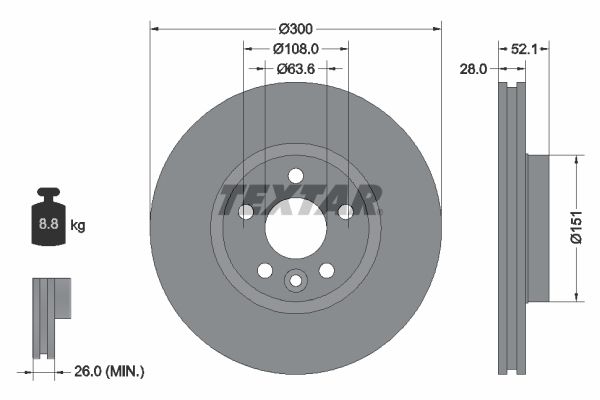 TEXTAR 92159205 | Fren Diski Ön Evoque Land Rover Freelander2 2006-15 | 2 Adet