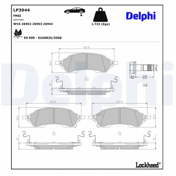 DELPHI LP3944 | Fren Balatası VW Amarok Arka 2023->