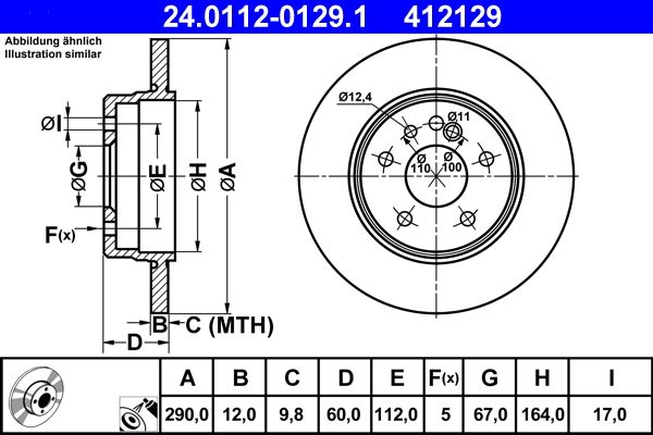 ATE 24.0112-0129.1 | Fren Diski 140 Arka 280 / 300 / 320 | 2 Adet