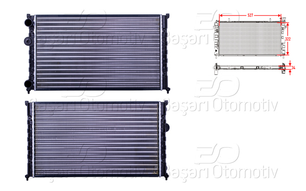 AUTOLUX 1113094-22 | Su Radyatörü Mekanik Mt 525X322x23 VW Polo 3 Classic (6V2) 1.6 95-01 Caddy 2 Mpv (9K9b) 1.9 Sdı 95-04 Seat Ibiza 2 (6K1) 1.4 İ 93-02