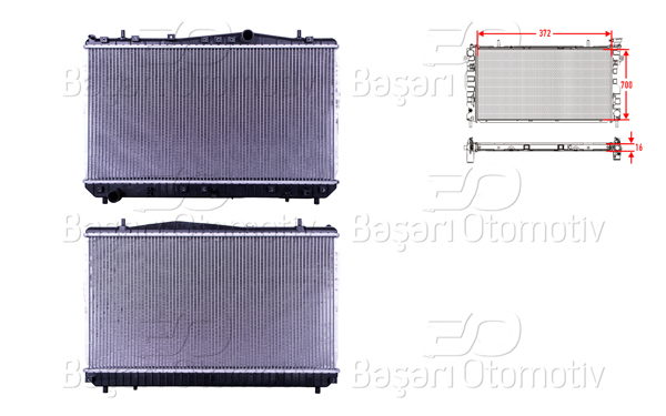 WISCO 3113233-00 | Su Radyatörü Brazing Mt 372X700x16 Chevrolet Lacetti 1.4-1.6 Man. 04