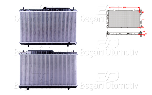 WISCO 3114028-00 | Su Radyatörü Brazing Mt 375X688x16 Chery Alıa 1.6 11-12