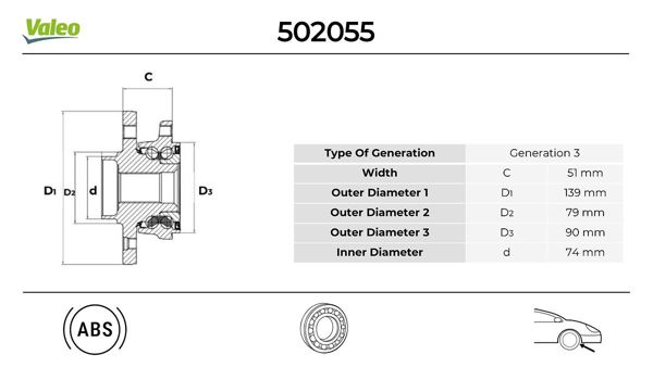 VALEO 502055 | Porya Rulmanlı Ön Sağ Sol BMW E36 E39