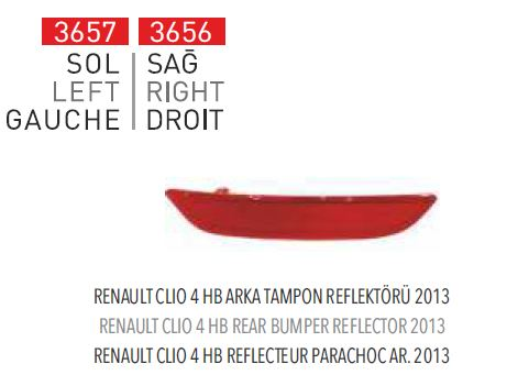 PLEKSAN 3657 | Arka Tampon Reflektörü Sol Renault Clio IV Hb 2013 -